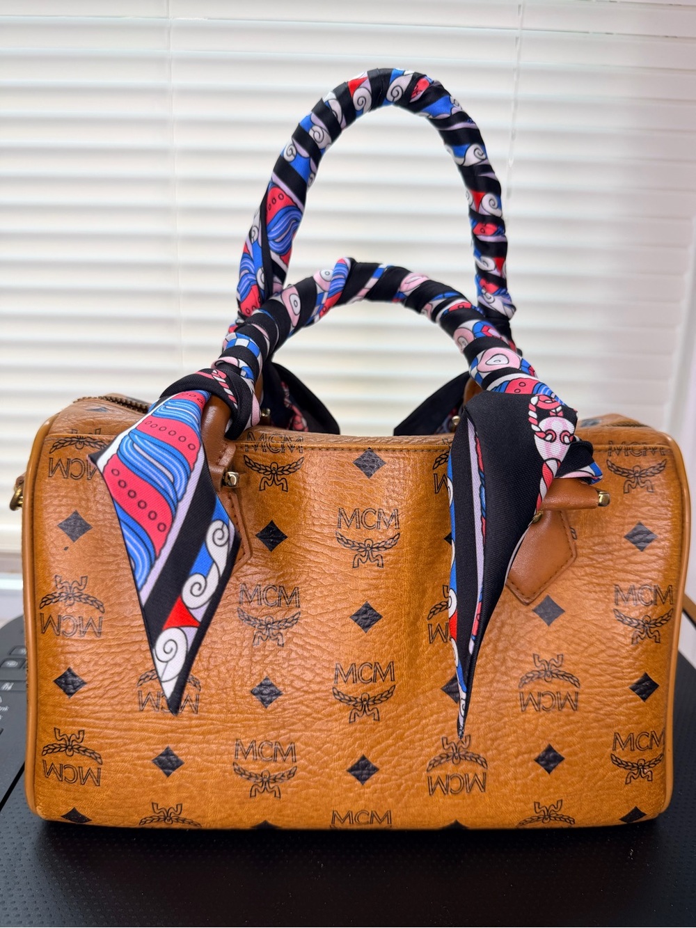 MCM Cognac Visetos Dome Satchel with Gold Hardware - Picture 4 of 12